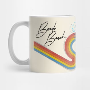 Retro 70s/80s Style Rainbow Surfing Wave Bondi Beach Australia Mug